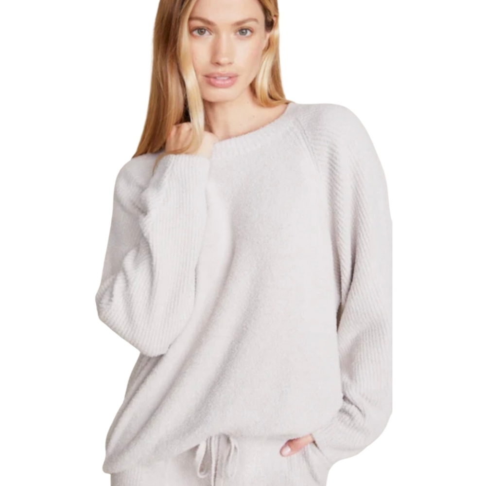 Barefoot Dreams Cozy chic Ultra Lite Jogger Loungewear Crewneck Beige Set Large - Picture 3 of 10